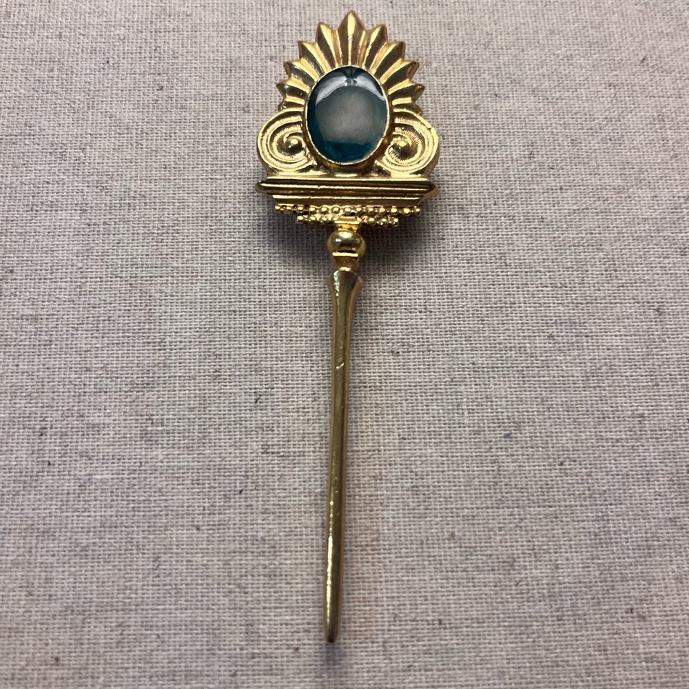 ✨ Unique Vintage Gold & Green Brooch - Picture 2 of 7